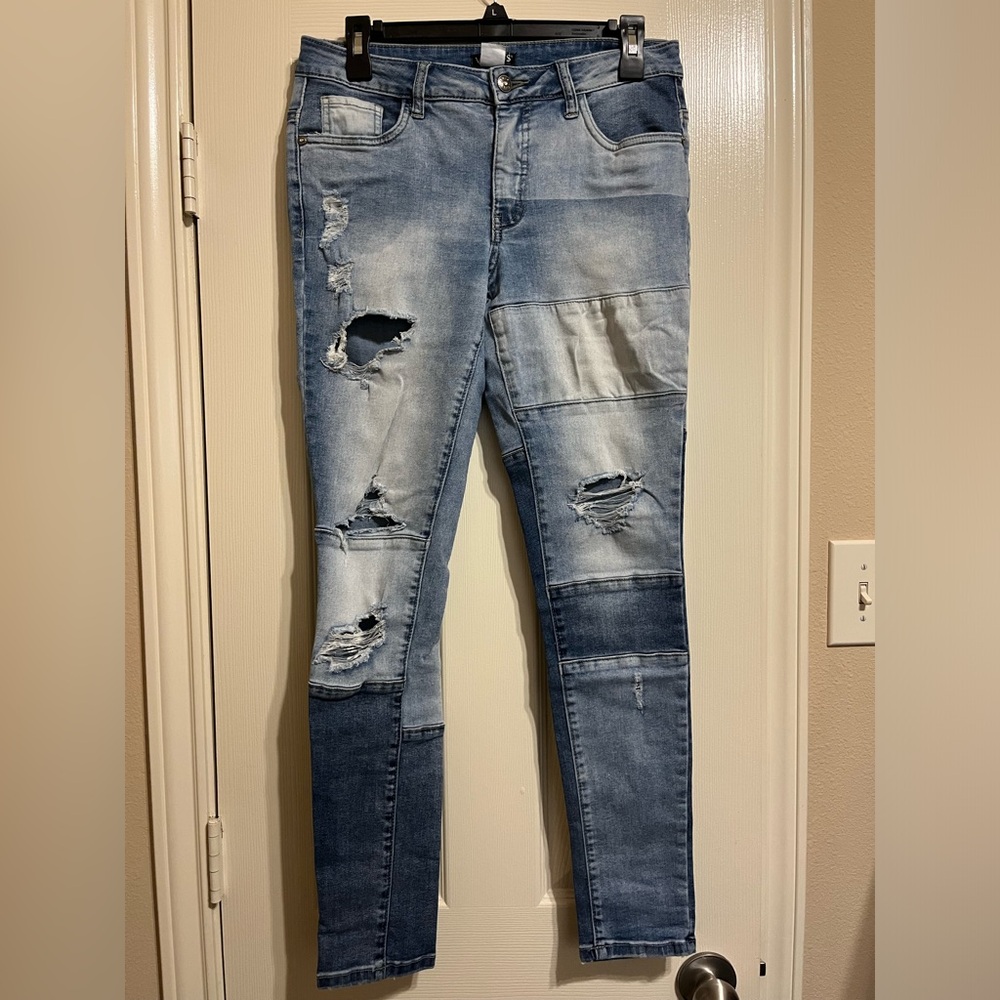 VENUS Light Blue Patchwork Denim Jeans